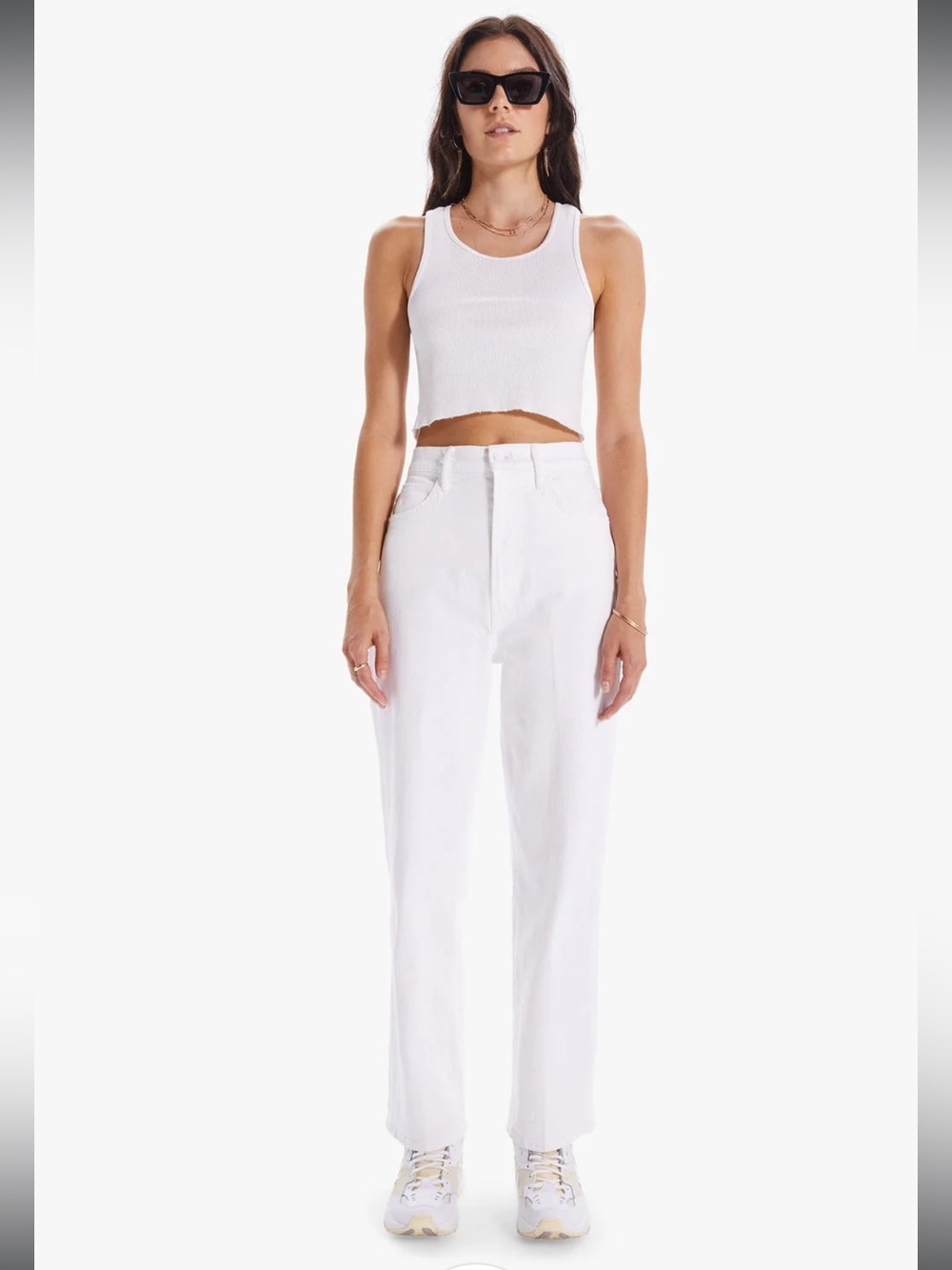 MOTHER Superior High Waist Tunnel Vision Ankle Wide Leg Jeans Innocent White 28